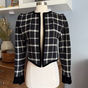 Vtg 80s Emanuel Ungaro Parallele Paris Tweed Structured Jacket Check Sz 8